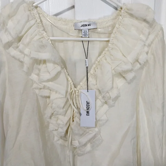 Jason Wu Raglan Puff Sleeve  Blouse, NWT, Size M - Picture 2 of 8